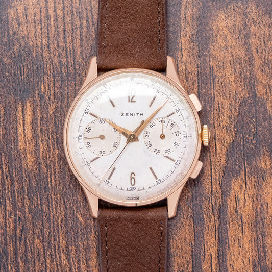1950s Zenith 'Stellina' 18ct Pink Gold 37mm Oversized 156 D