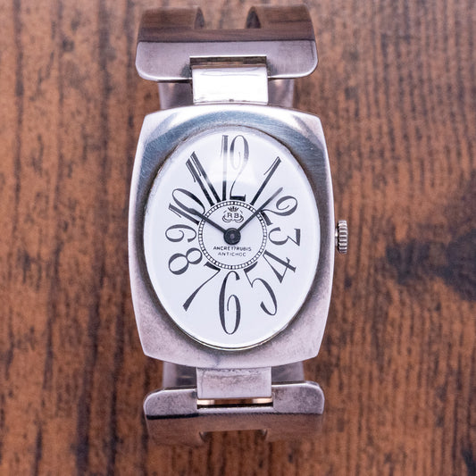 Ladies 1960s "RB" .925 Sterling Silver Bangle Watch