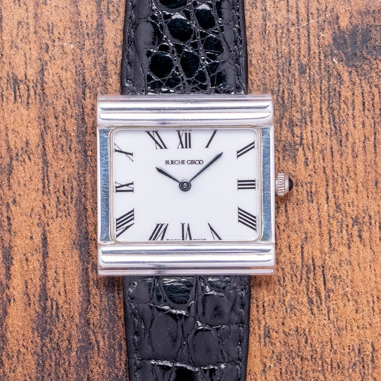 1990s Bueche Girod .925 Sterling Silver "TV Case" Quartz 28mm