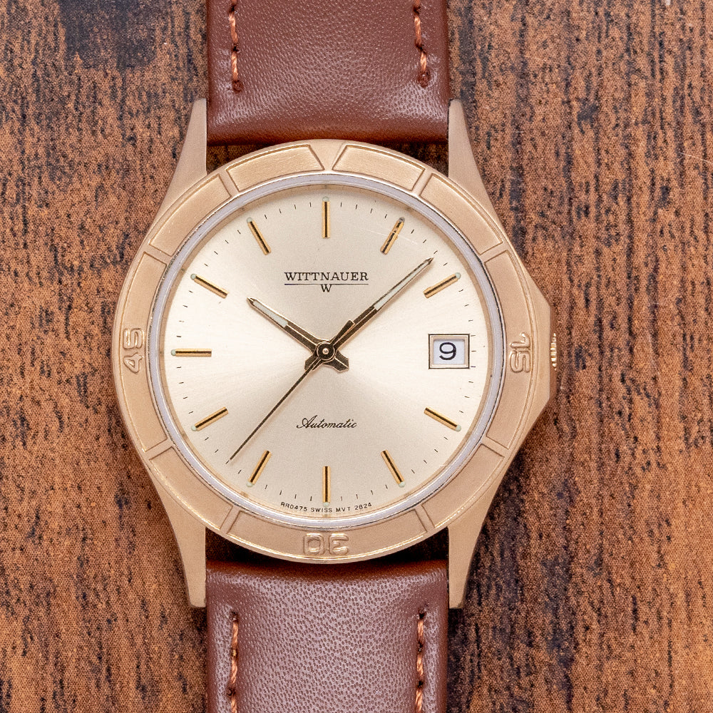 1990s Wittnauer Automatic ETA 2824-2 36mm Gold Plated