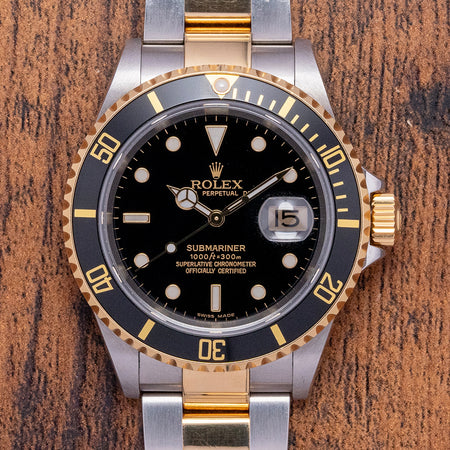 2005 Rolex Submariner Steel & Gold Black 16613LN Full Set