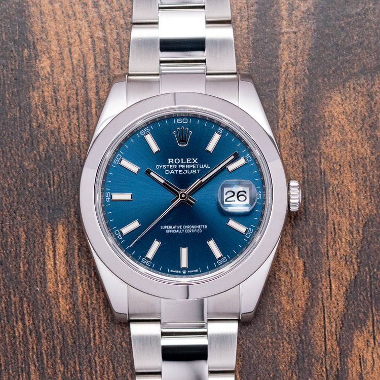 2020 Rolex Datejust 41mm Blue Dial Smooth Bezel / Oyster 126300