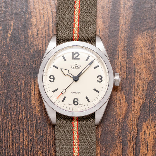 2025 Stickered Tudor Ranger 39mm Beige Dial on Tudor NATO 79950