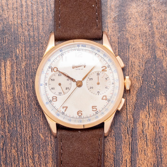 1950s Breitling Sprint Chronograph 18ct Yellow Gold Venus 188 37mm