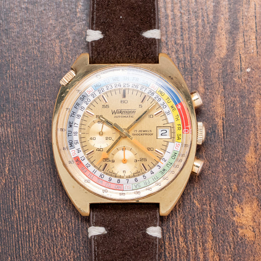 1970s Wakmann Automatic Chronograph Lemania 1341 42mm