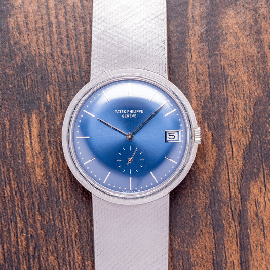 1971 Patek Philippe Calatrava Blue Sigma Dial White Gold 3445/6