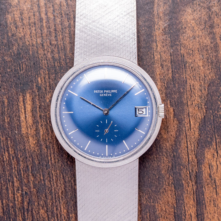 1971 Patek Philippe Calatrava Blue Sigma Dial White Gold 3445/6