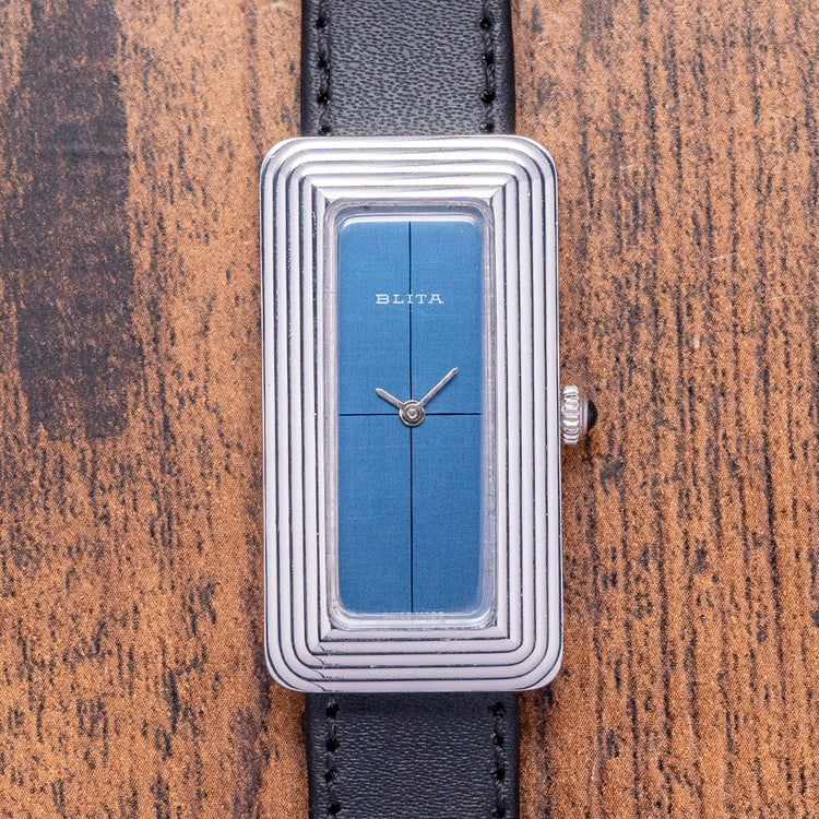 1970s Near New Old Stock Blita Blue "Cristallor" Mechanical