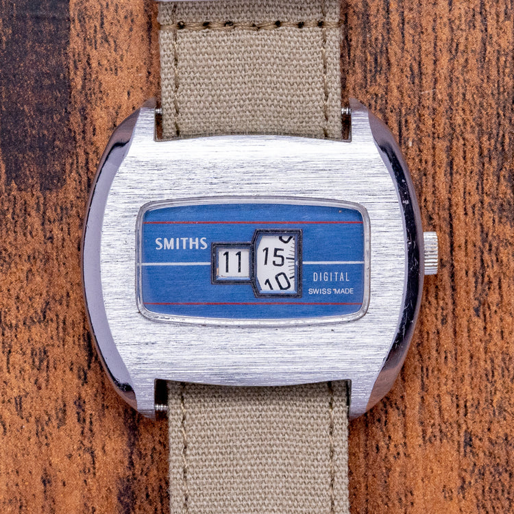 1970s Smiths Digital "Jump Hour" Blue Dial 42mm Manual