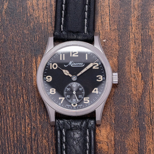 1990s Minerva Pythagore A481 Aviation Black Cal. 48 34mm