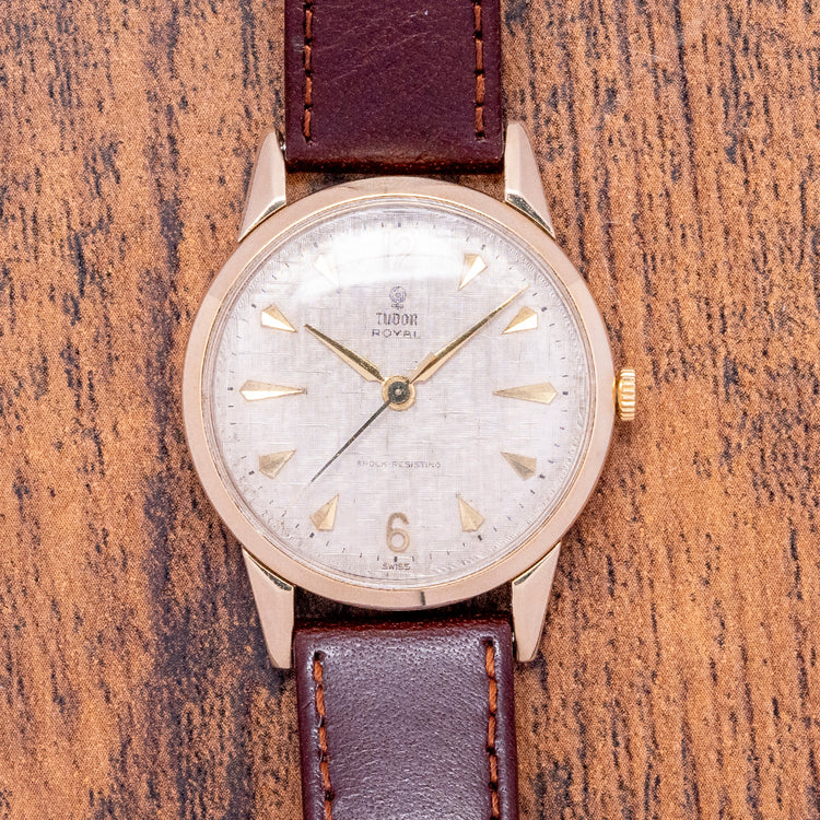 1962 Tudor Royal 9ct Gold Linen Dial 32mm Mechanical