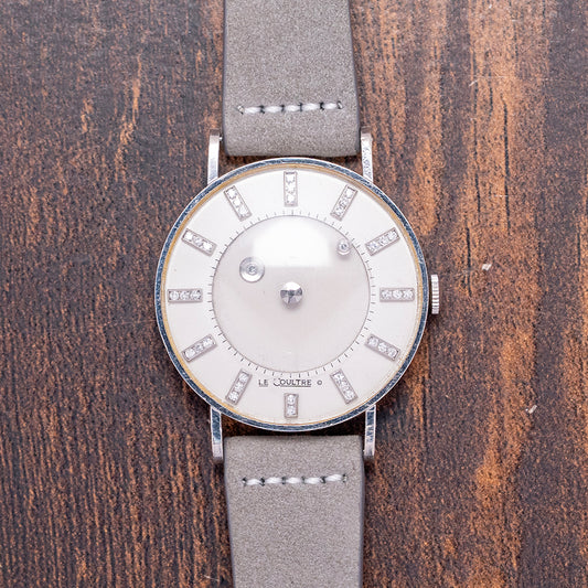 1955 LeCoultre & Vacheron 14ct White Gold Diamond Mystery Hour 33mm