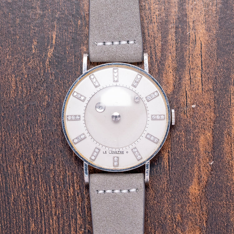 1955 LeCoultre & Vacheron 14ct White Gold Diamond Mystery Hour 33mm