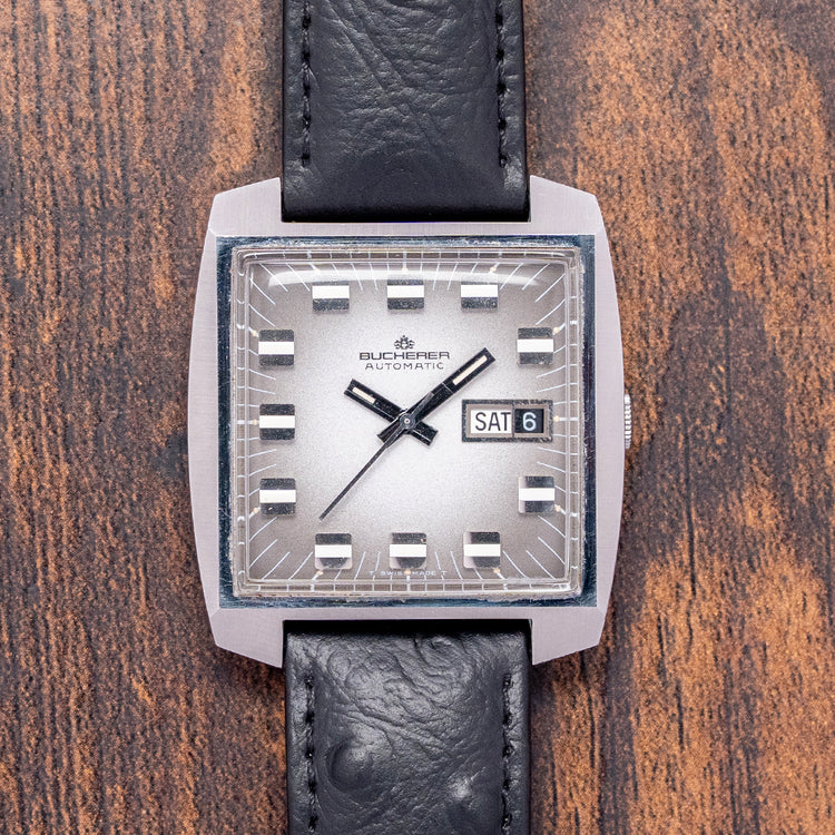 1970s Bucherer Automatic Smoke Grey Dial TV-Case 35mm