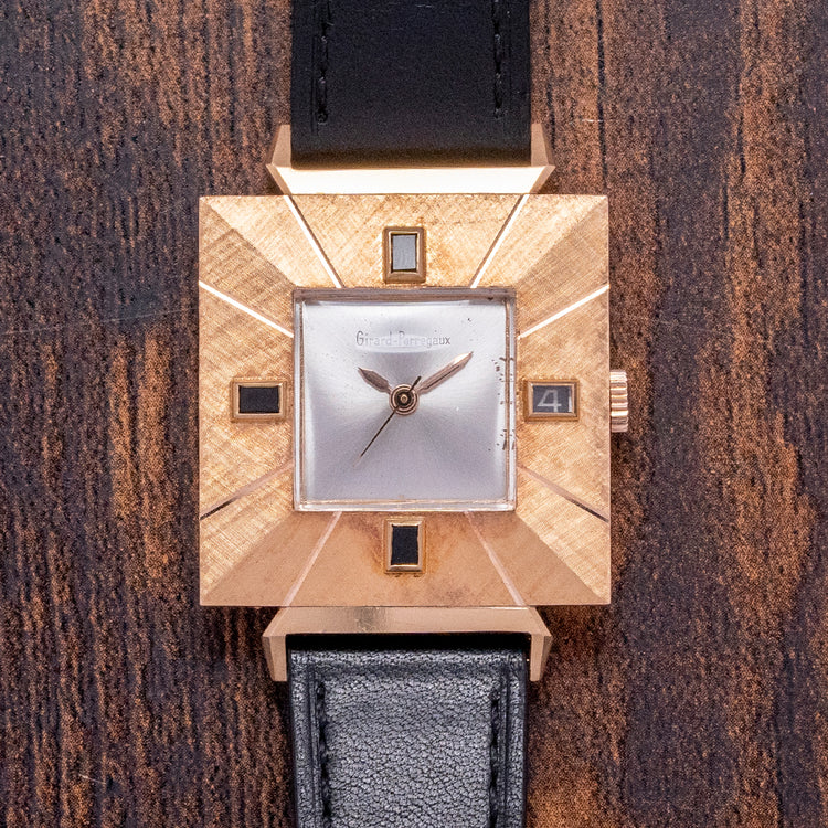 1960s Girard-Perregaux 18ct Pink Gold Square Art-Deco Auto