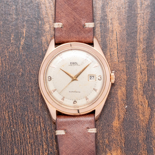 1950s Ebel Automatic Date 18ct Pink Gold Dress Watch 36mm
