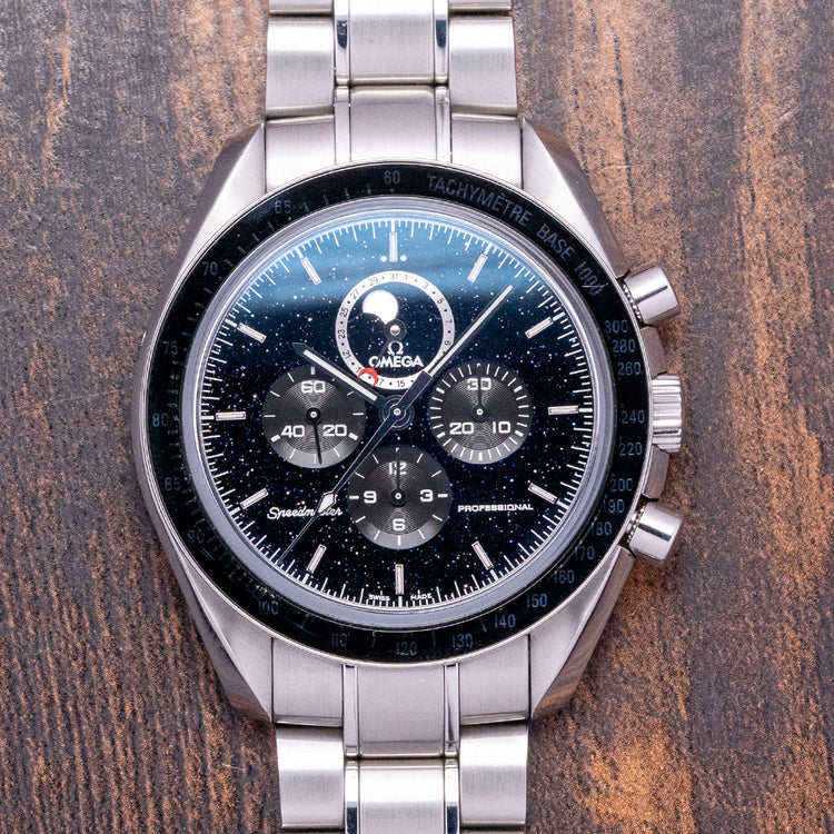 2019 Omega Speedmaster Moonphase Aventurine Dial 44mm