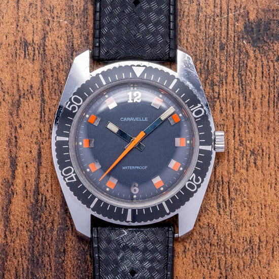 1975 Caravelle 'Waterproof' Blue 38mm Skin Diver Box Papers