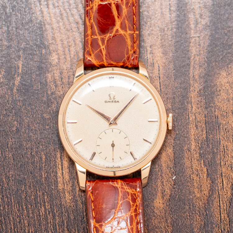 1954 Omega Trésor 18ct Pink Gold Honeycomb Dial 2685 36mm