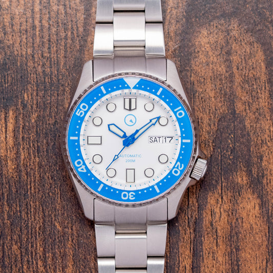 2020 Islander Automatic Dive Watch White & Blue 38mm #ISL-25