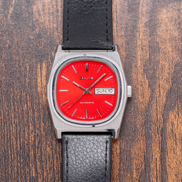 1979 Bulova Automatic Day Date Deep Red Dial 35.5mm