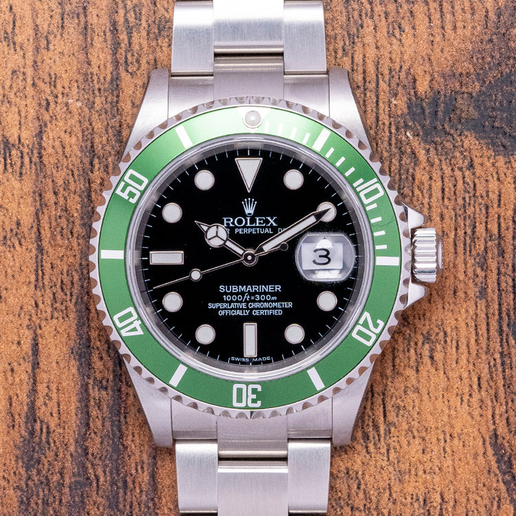 Factory Stickered 2007 Rolex Submariner "Kermit" Green 16610LV