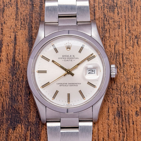 1982 Rolex Oyster Perpetual Date 34mm Silver Dial 15000