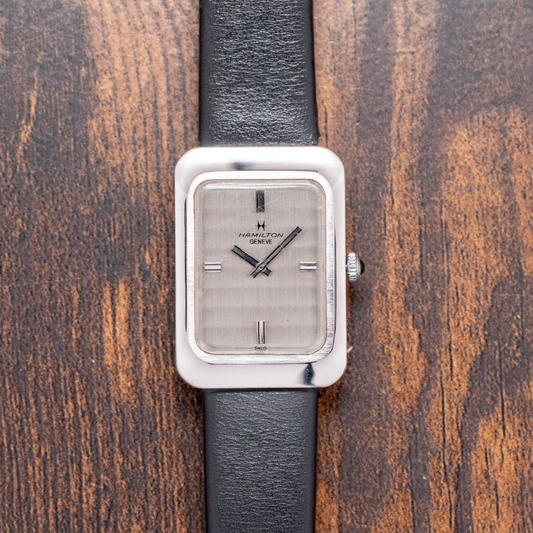 1980s Hamilton 'Tank' Mechanical Shutter Dial 26x37mm