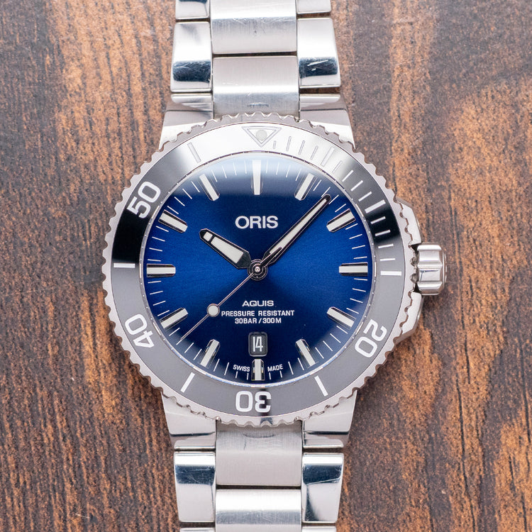 2018 Oris Aquis Date 43.5mm Blue Dial on Bracelet Automatic
