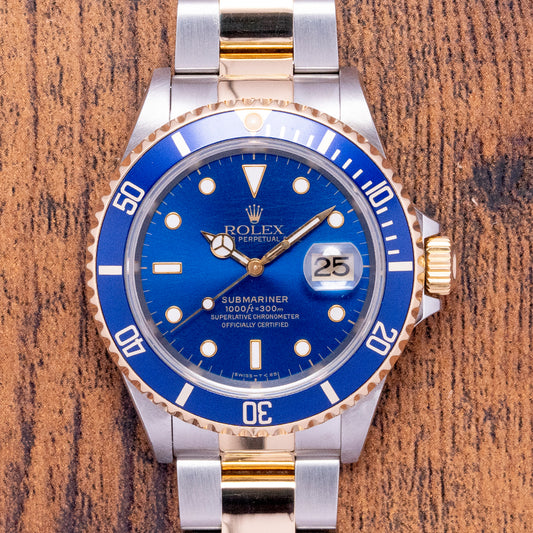 1997 Rolex Submariner Steel & Gold "Bluesey" 16613 Box & Papers