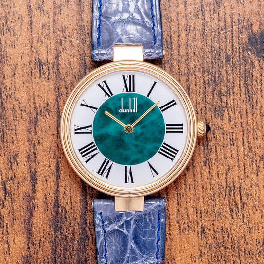 1980s Dunhill .925 Silver "Green" Dial "Vendôme" 33mm Quartz