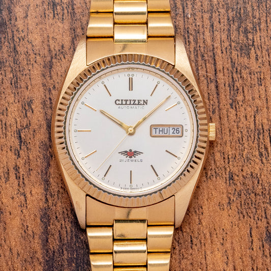 1980s Citizen Eagle 7 Yellow Gold Plated Automatic 36mm