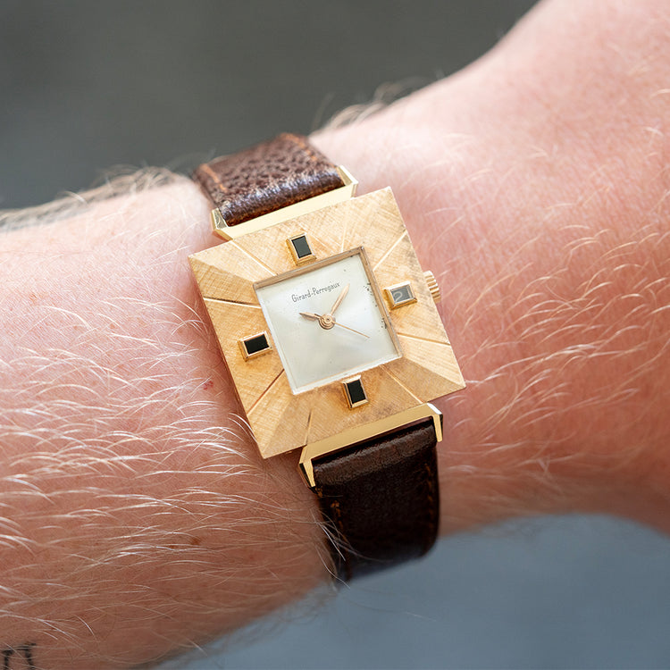 1960s Girard-Perregaux 18ct Pink Gold Square Art-Deco Auto - vault