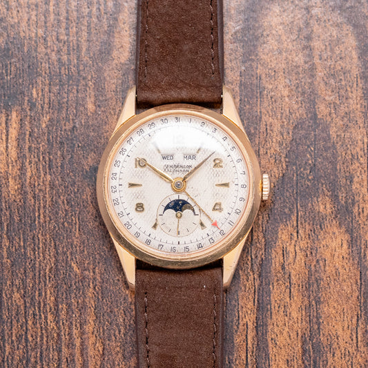 1950s J.W Benson Triple Calendar Moonphase Venus 203 34mm