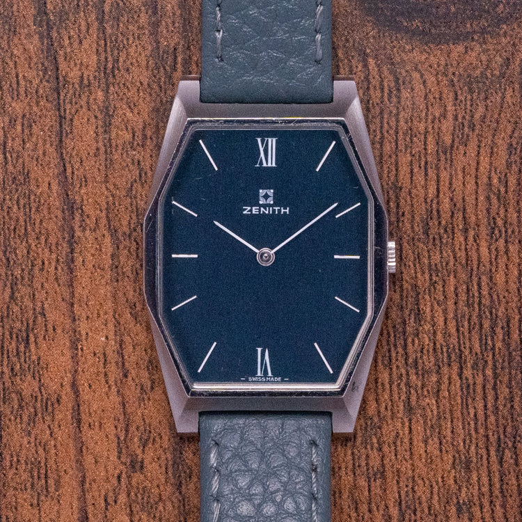 1977 Zenith Manually Wound "Tank" Blue Dial 01.0640.171