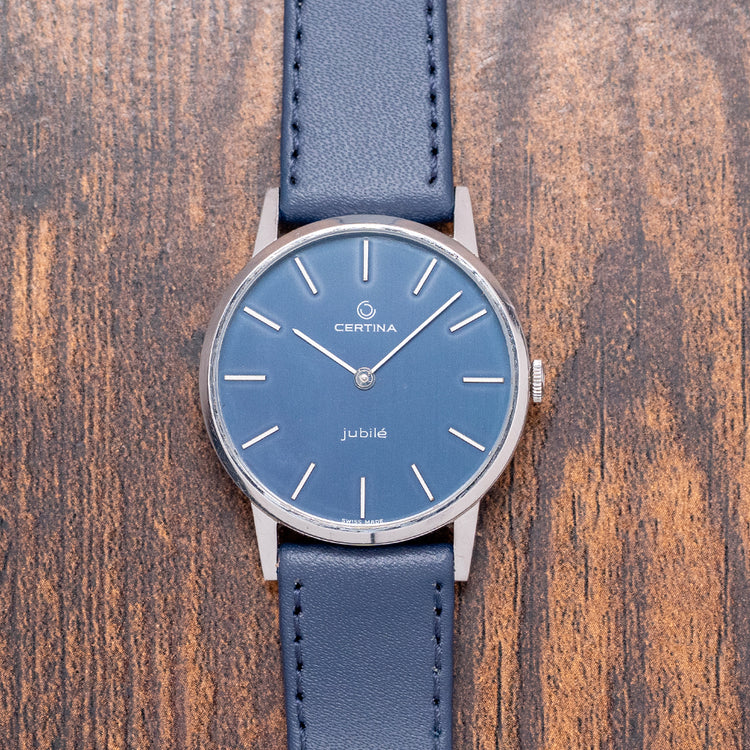 1970s Certina Jubile Blue Dial Manual Cal. 396 Steel 34mm