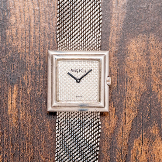 1974 Roy King .925 Sterling Silver Square Case on Bracelet 28mm