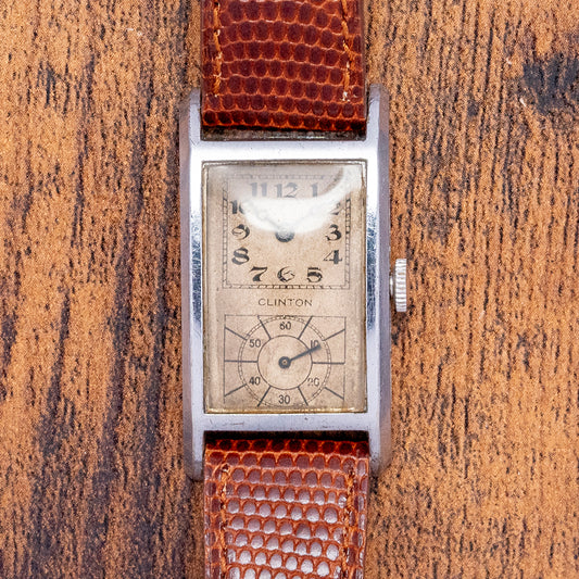 1930s Clinton Doctors Duo-Dial "Tank" Manual 22.5mm/42.5mm
