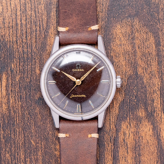 1960 Omega Seamaster Tropical Brown Gilt Dial 35mm 14390