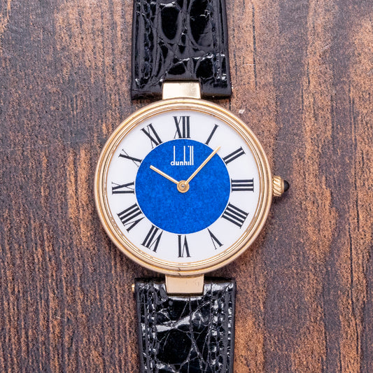1980s Dunhill .925 Silver "Blue" Dial "Vendôme" 33mm Quartz