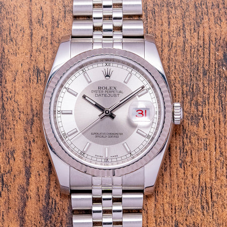 2009 Rolex Datejust 36mm Silver Dial Roulette Jubilee 116234