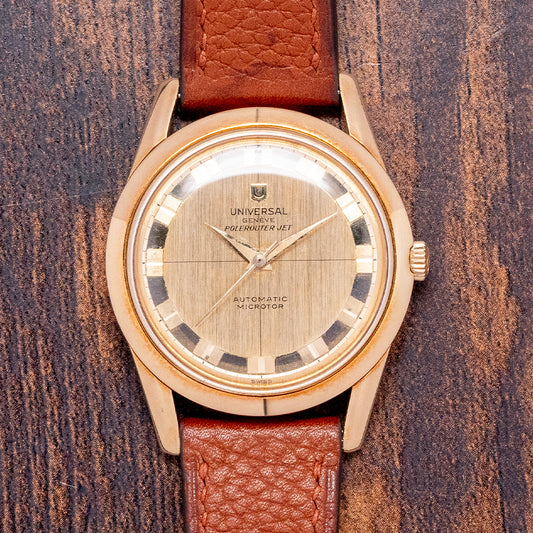 1960s Universal Genève Polerouter Jet 18ct Gold Micro-Rotor 10364-1