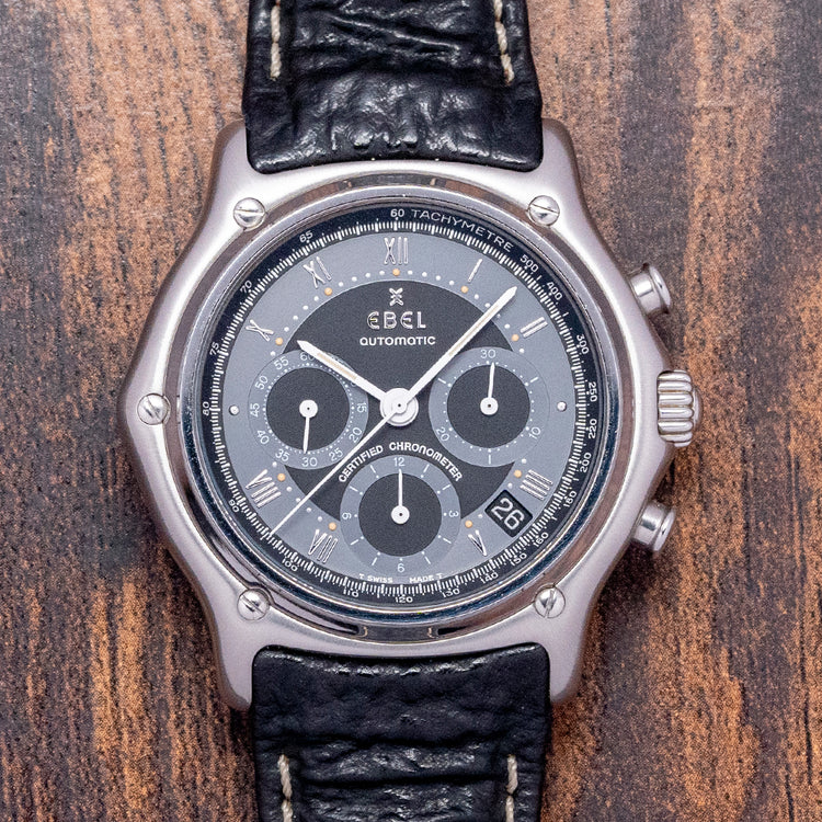 Near NOS 1996 Ebel Le Modulor Chronograph Black 9137241