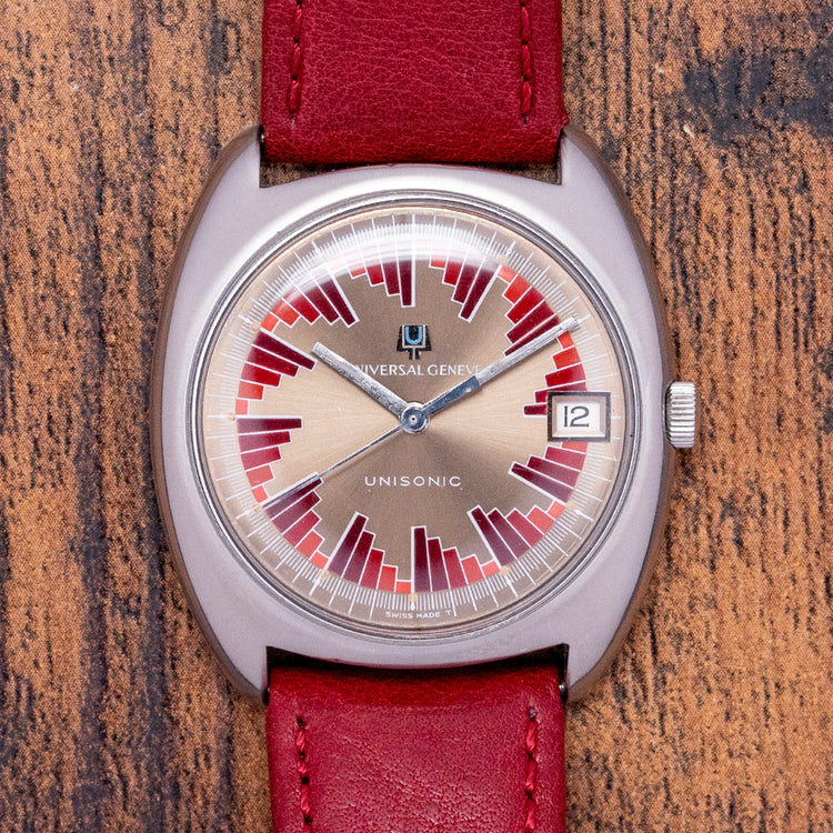 1967 Universal Geneve Unisonic Rare Buzzsaw Dial 852101