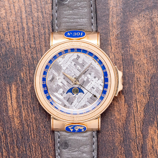 1990s Corum Meteorite Peary Moonphase 18ct Gold Automatic 34mm