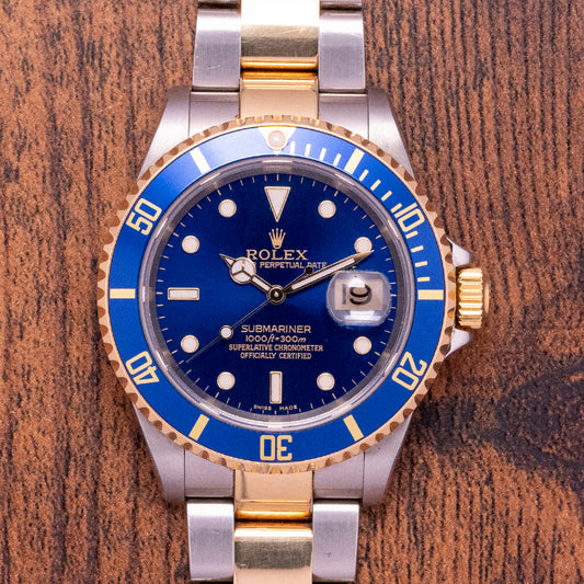 2004 Rolex Submariner Steel & Gold "Bluesey" 16613 Complete Set