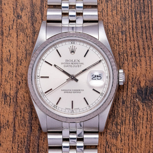 1991 Rolex Datejust 36mm Silver Roman Dial 16234