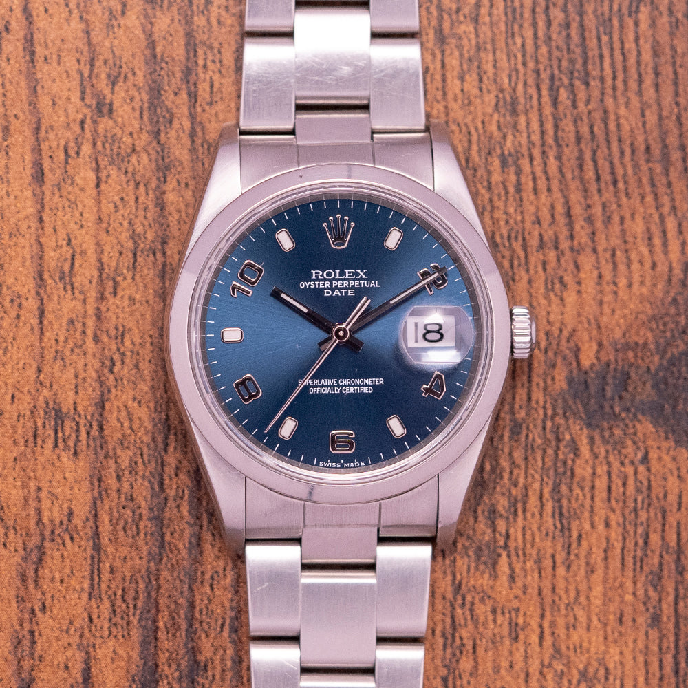 2000 Rolex Oyster Perpetual Date 15200 Blue Arabic