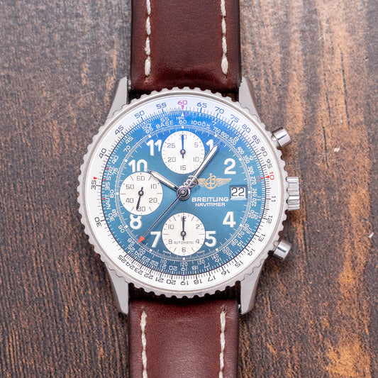 1990s Breitling Old Navitimer II Automatic Blue Arabic 41mm A13022