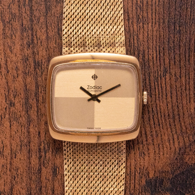 1970s Zodiac Automatic Gold-Plated "TV Screen"
